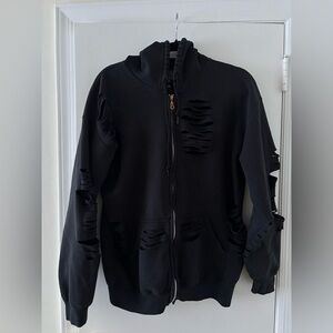 Carmar Black Distressed Zipup Hoodie